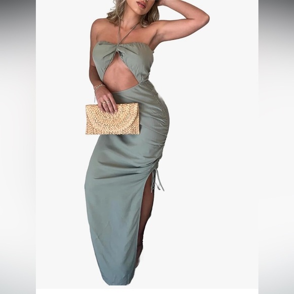 Mable Dresses & Skirts - Chic Strapless Midi Dress in Sage